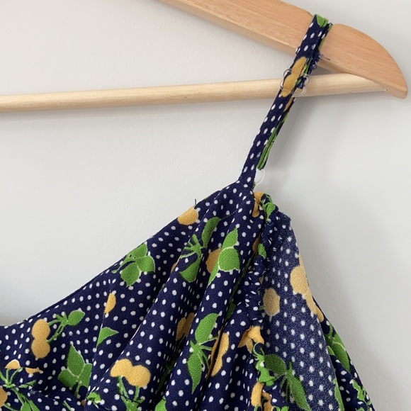 Navy Blue Polka Dot Cold Shoulder Dress - Picture 5 of 15